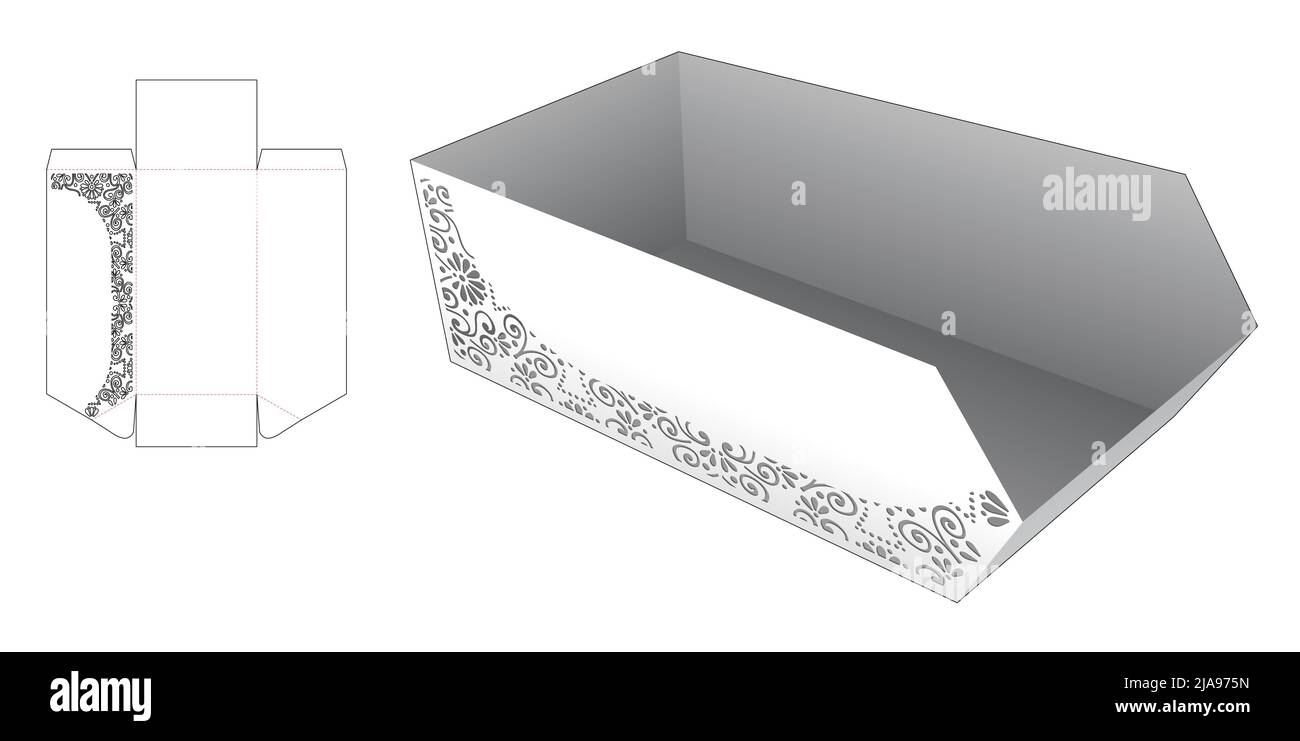 Modello fustellato per scatola di imballaggio e 3D mockup Illustrazione Vettoriale Modello fustellato per scatola di imballaggio e 3D mockup Illustrazione Vettoriale