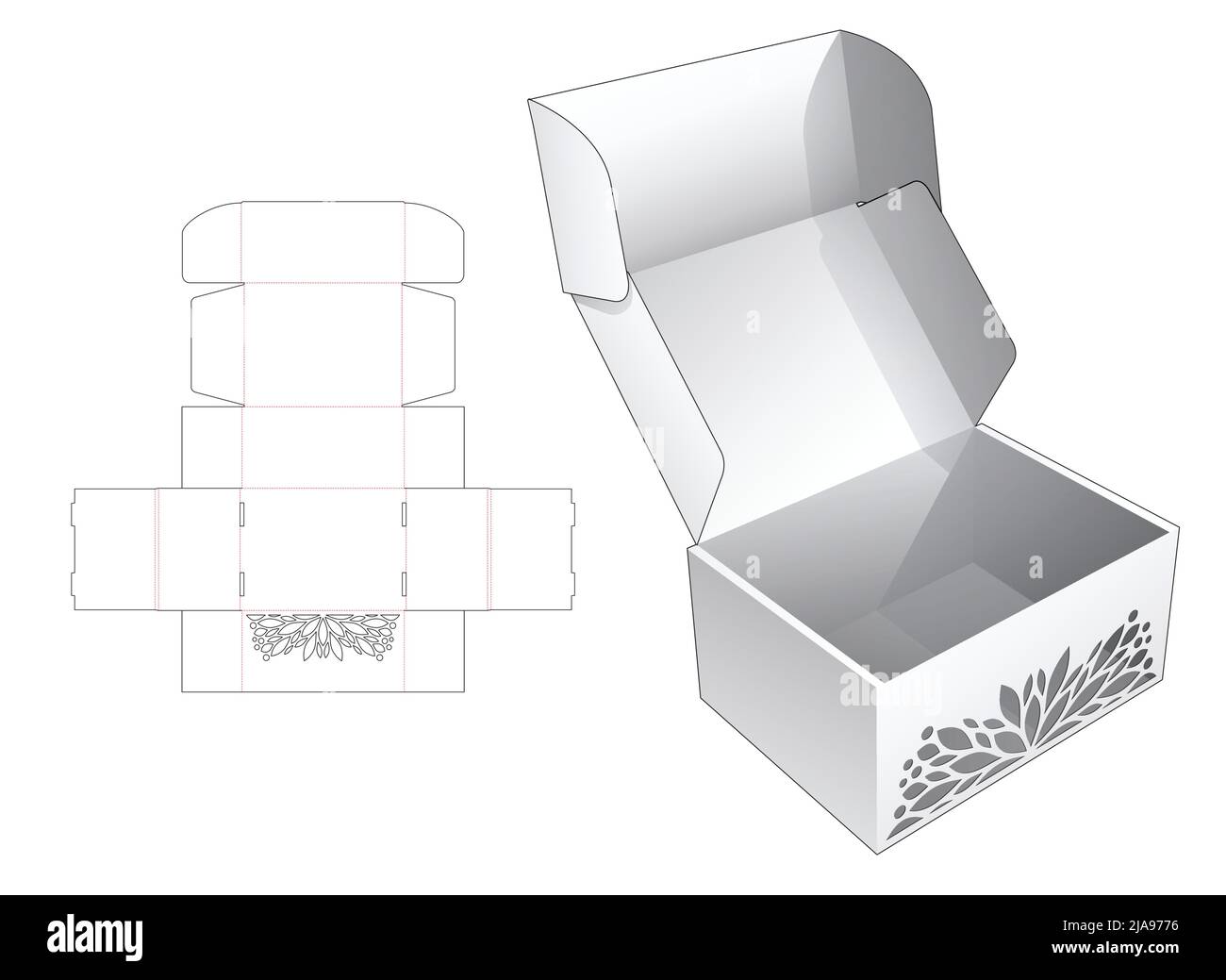 Modello fustellato per scatola di imballaggio e 3D mockup Illustrazione Vettoriale Modello fustellato per scatola di imballaggio e 3D mockup Illustrazione Vettoriale