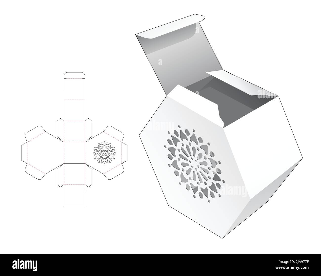 Modello fustellato per scatola di imballaggio e 3D mockup Illustrazione Vettoriale Modello fustellato per scatola di imballaggio e 3D mockup Illustrazione Vettoriale