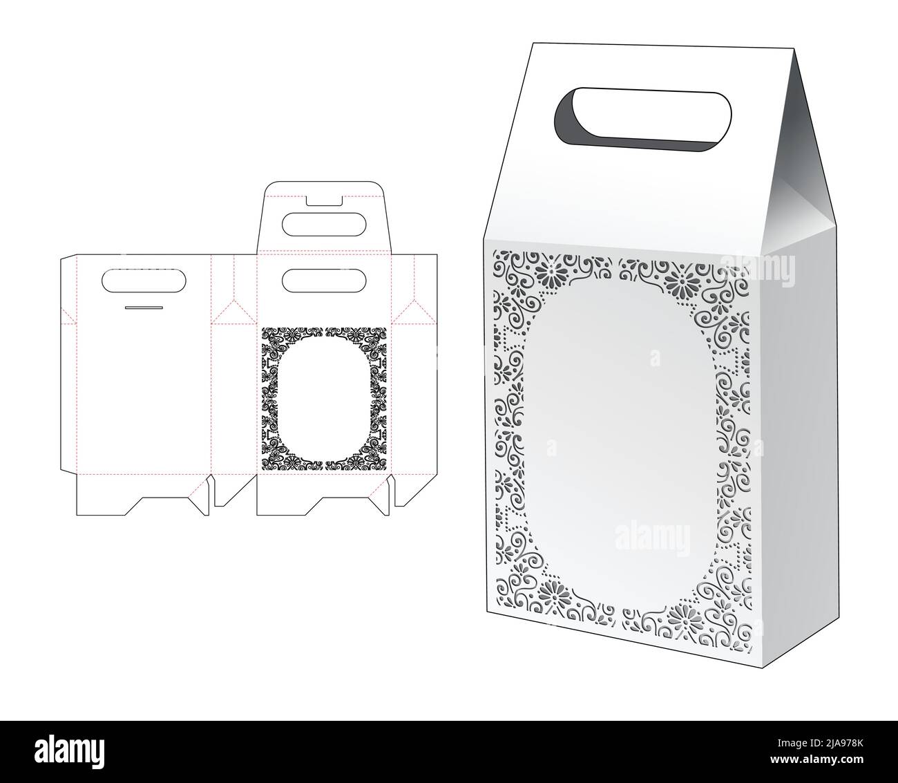 Modello fustellato per scatola di imballaggio e 3D mockup Illustrazione Vettoriale Modello fustellato per scatola di imballaggio e 3D mockup Illustrazione Vettoriale