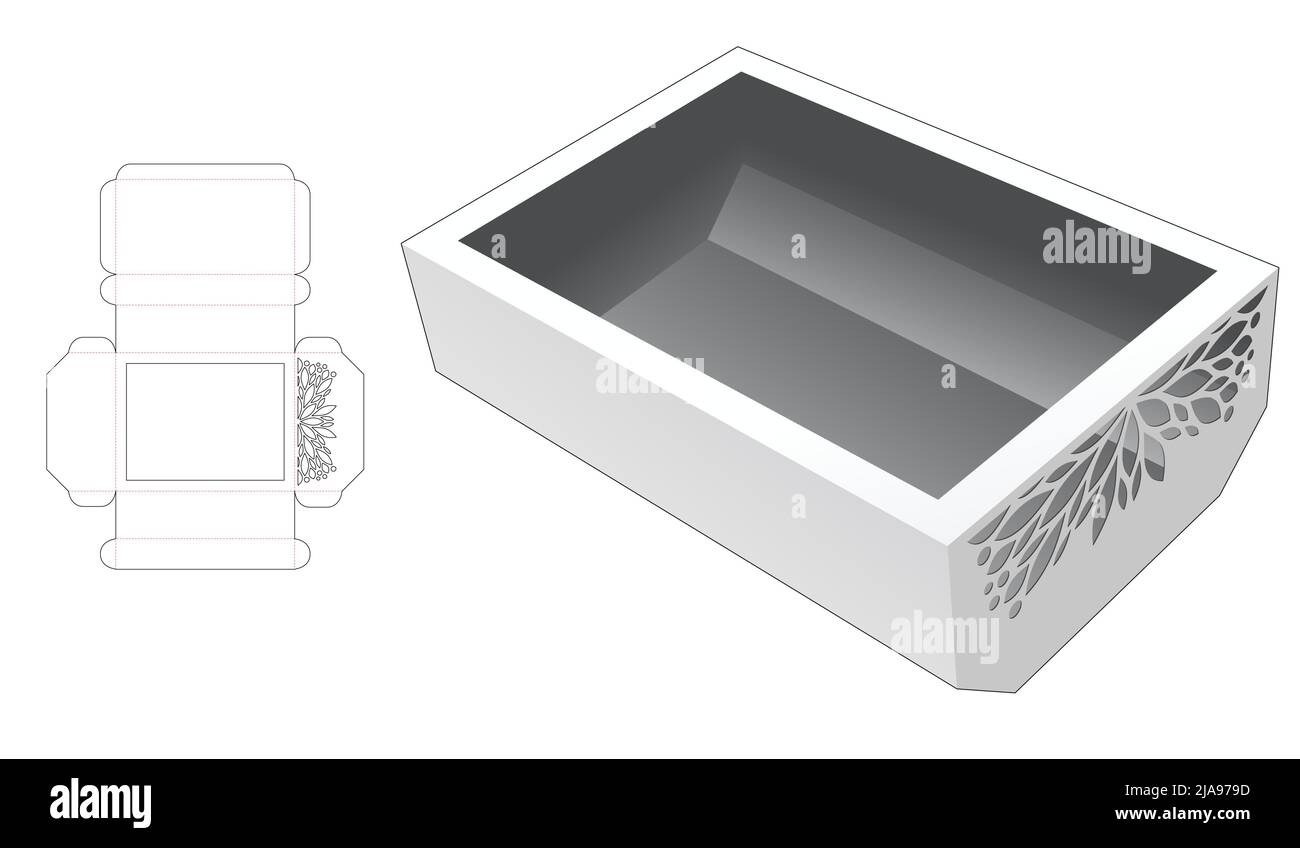 Modello fustellato per scatola di imballaggio e 3D mockup Illustrazione Vettoriale Modello fustellato per scatola di imballaggio e 3D mockup Illustrazione Vettoriale
