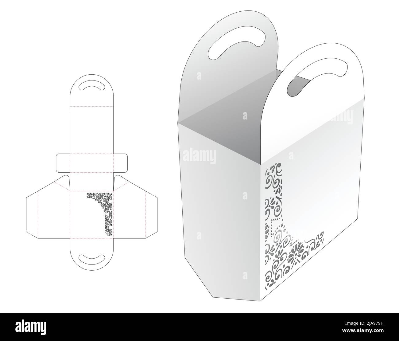 Modello fustellato per scatola di imballaggio e 3D mockup Illustrazione Vettoriale Modello fustellato per scatola di imballaggio e 3D mockup Illustrazione Vettoriale