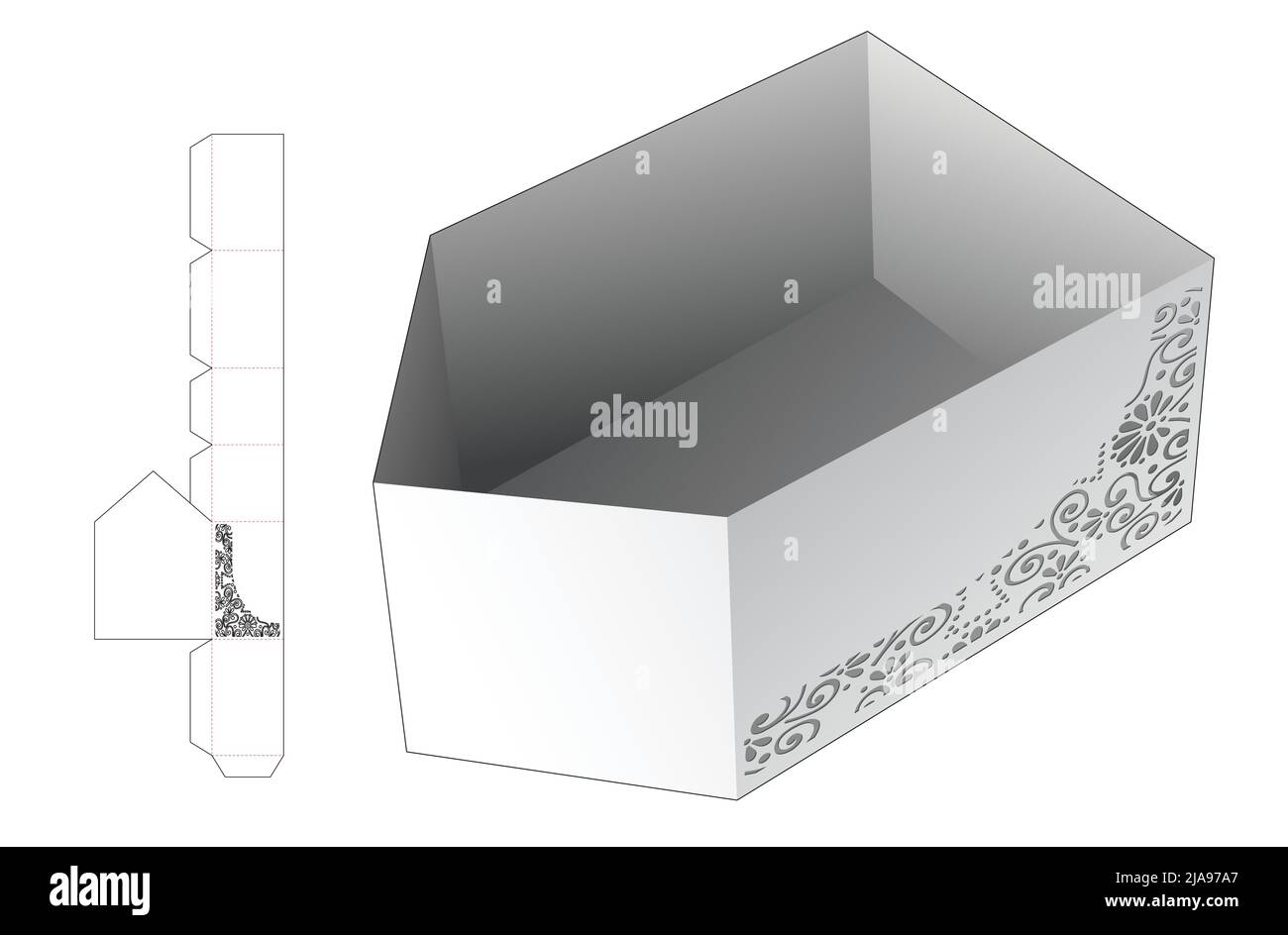 Modello fustellato per scatola di imballaggio e 3D mockup Illustrazione Vettoriale Modello fustellato per scatola di imballaggio e 3D mockup Illustrazione Vettoriale