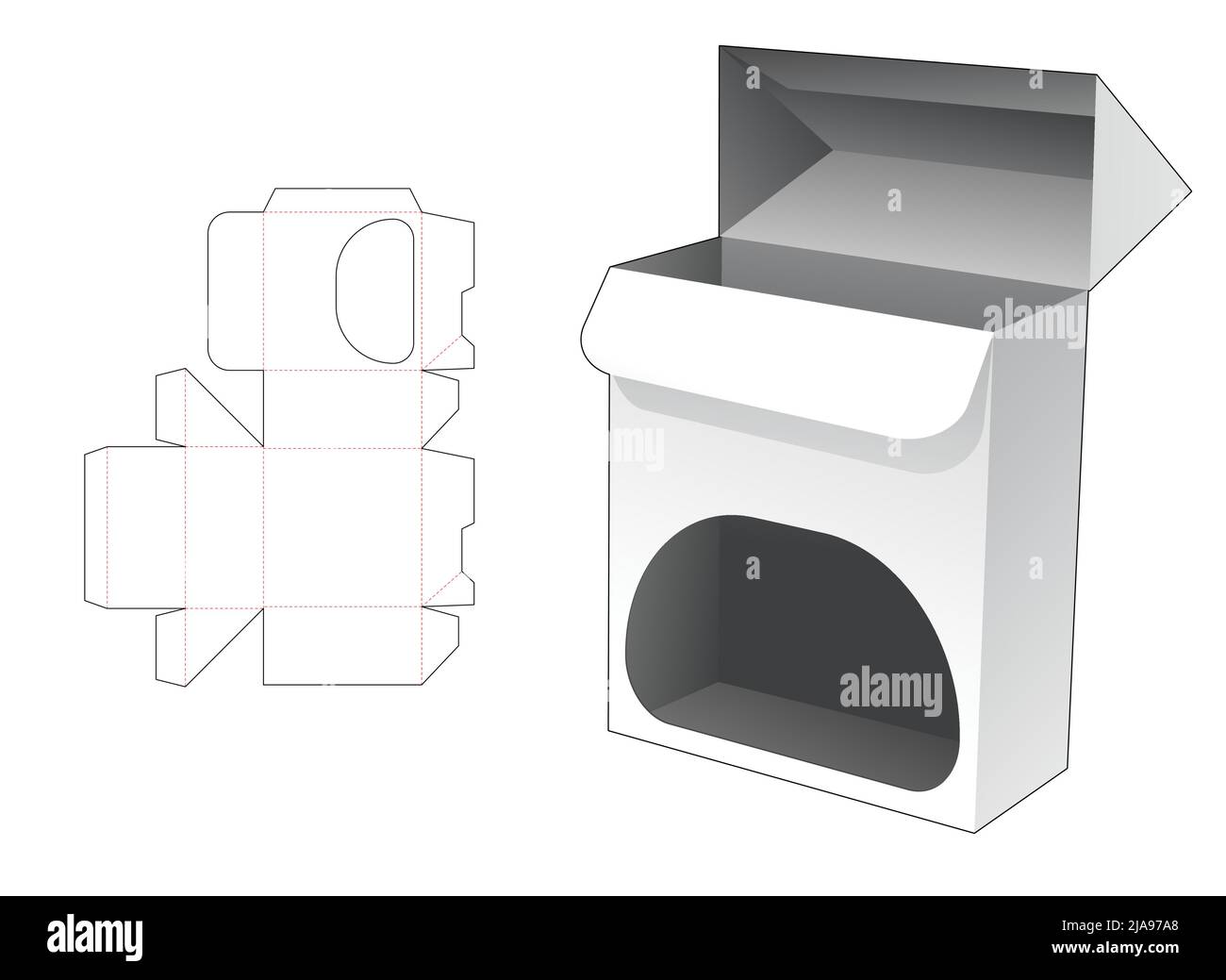 Modello fustellato per scatola di imballaggio e 3D mockup Illustrazione Vettoriale Modello fustellato per scatola di imballaggio e 3D mockup Illustrazione Vettoriale