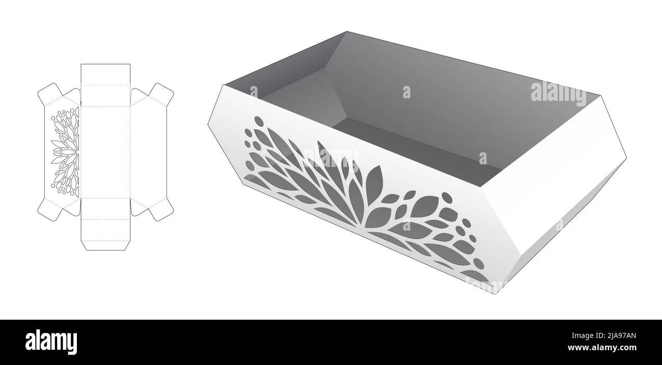 Modello fustellato per scatola di imballaggio e 3D mockup Illustrazione Vettoriale Modello fustellato per scatola di imballaggio e 3D mockup Illustrazione Vettoriale
