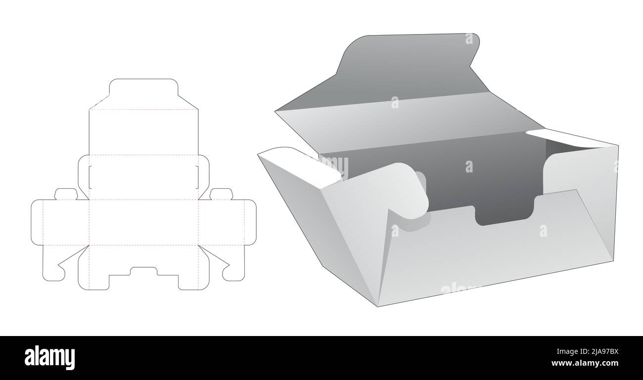 Modello fustellato per scatola di imballaggio e 3D mockup Illustrazione Vettoriale Modello fustellato per scatola di imballaggio e 3D mockup Illustrazione Vettoriale