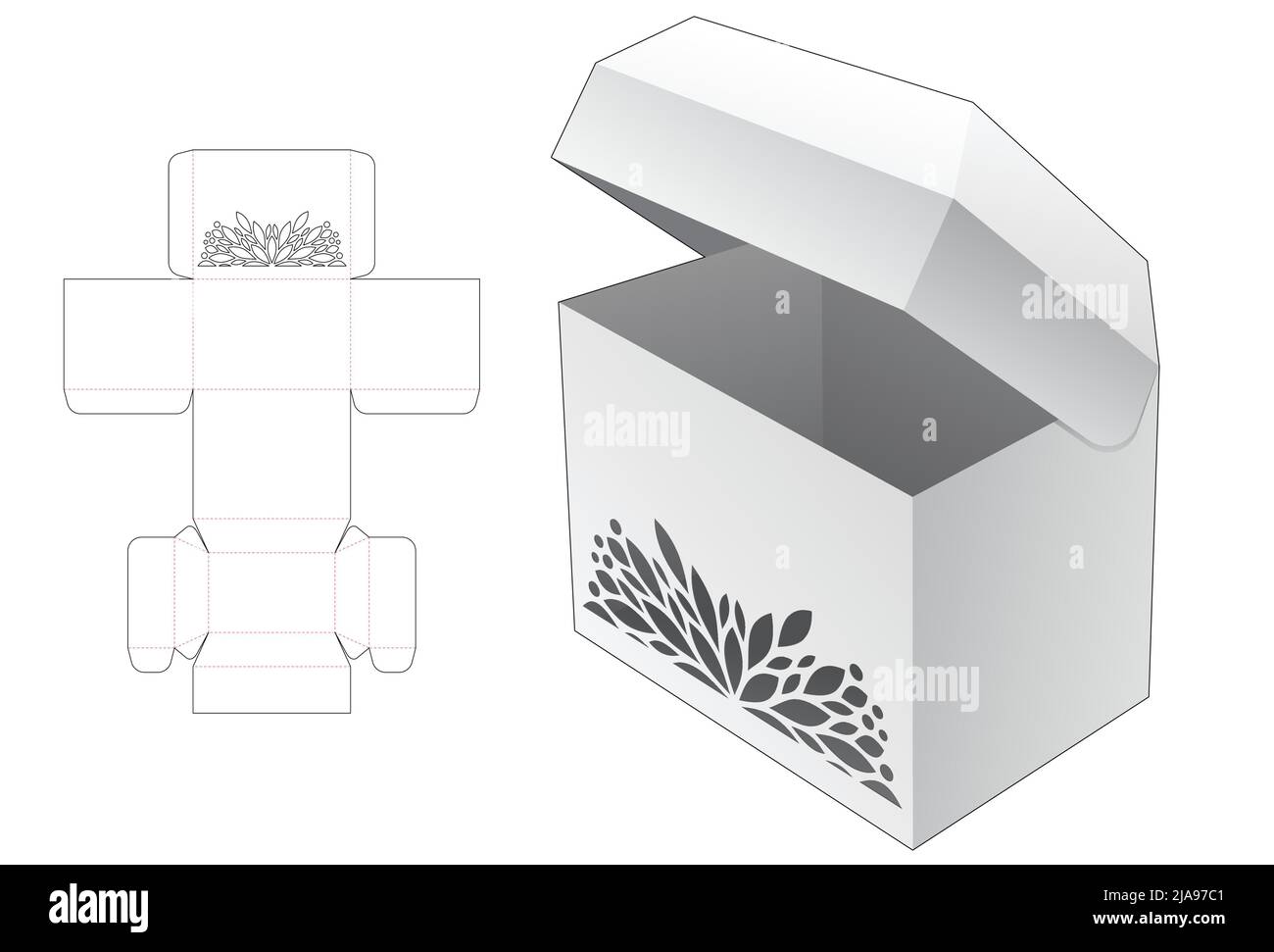 Modello fustellato per scatola di imballaggio e 3D mockup Illustrazione Vettoriale Modello fustellato per scatola di imballaggio e 3D mockup Illustrazione Vettoriale