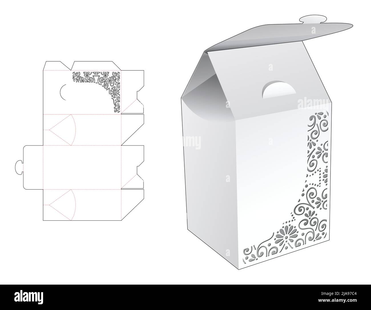 Modello fustellato per scatola di imballaggio e 3D mockup Illustrazione Vettoriale Modello fustellato per scatola di imballaggio e 3D mockup Illustrazione Vettoriale