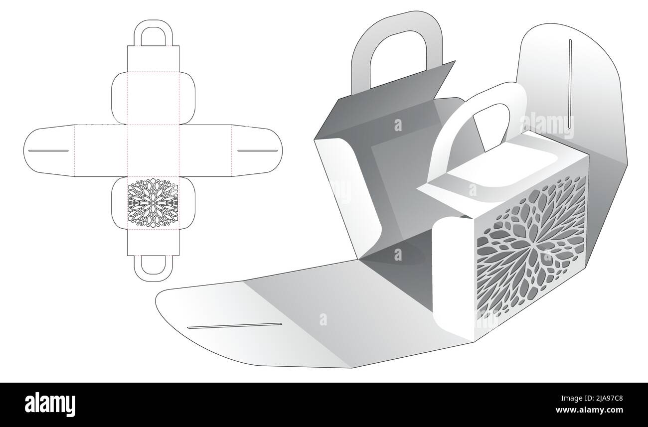 Modello fustellato per scatola di imballaggio e 3D mockup Illustrazione Vettoriale Modello fustellato per scatola di imballaggio e 3D mockup Illustrazione Vettoriale