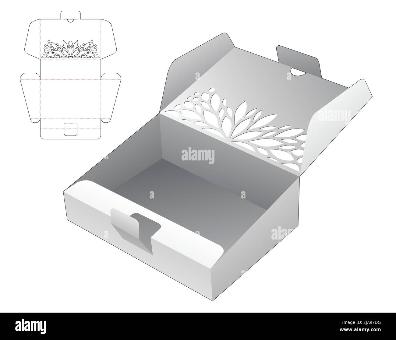 Modello fustellato per scatola di imballaggio e 3D mockup Illustrazione Vettoriale Modello fustellato per scatola di imballaggio e 3D mockup Illustrazione Vettoriale