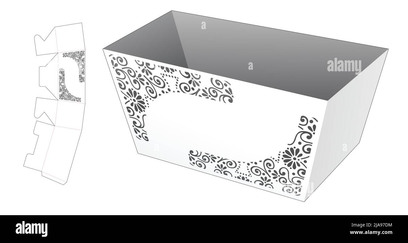 Modello fustellato per scatola di imballaggio e 3D mockup Illustrazione Vettoriale Modello fustellato per scatola di imballaggio e 3D mockup Illustrazione Vettoriale