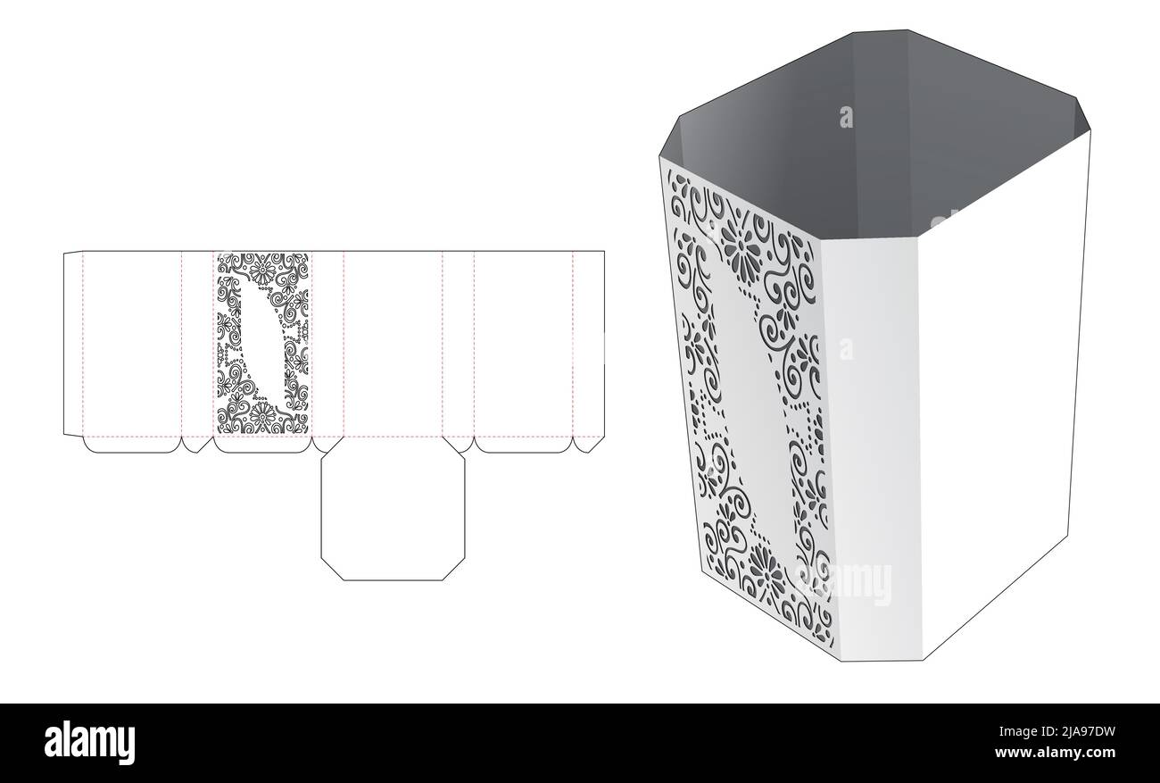 Modello fustellato per scatola di imballaggio e 3D mockup Illustrazione Vettoriale Modello fustellato per scatola di imballaggio e 3D mockup Illustrazione Vettoriale