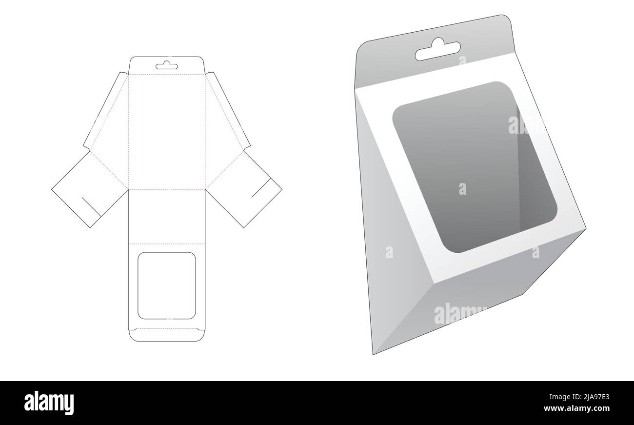Modello fustellato per scatola di imballaggio e 3D mockup Illustrazione Vettoriale Modello fustellato per scatola di imballaggio e 3D mockup Illustrazione Vettoriale