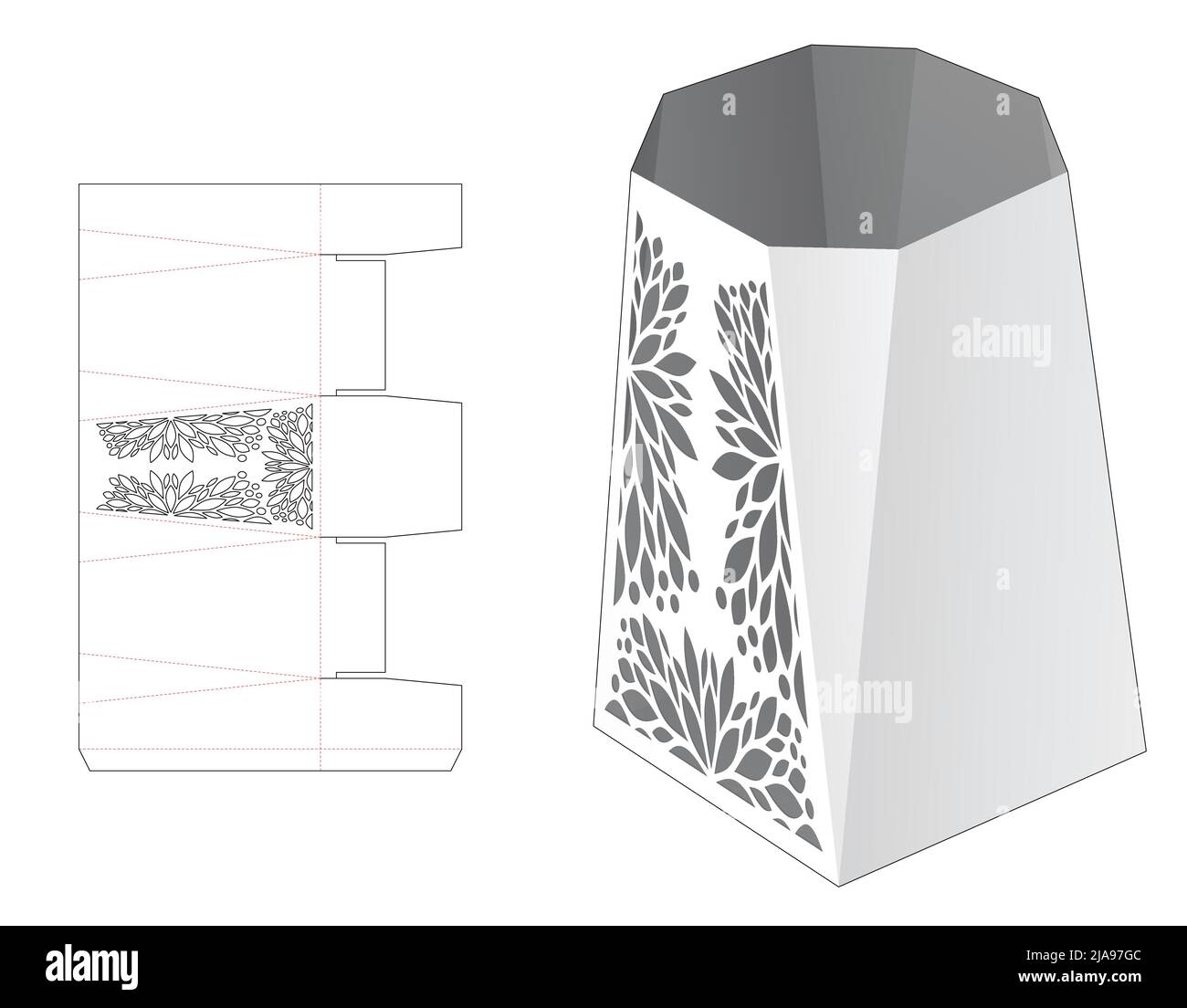Modello fustellato per scatola di imballaggio e 3D mockup Illustrazione Vettoriale Modello fustellato per scatola di imballaggio e 3D mockup Illustrazione Vettoriale