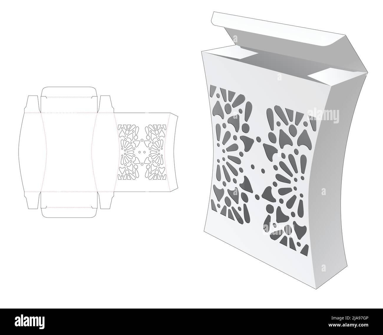 Modello fustellato per scatola di imballaggio e 3D mockup Illustrazione Vettoriale Modello fustellato per scatola di imballaggio e 3D mockup Illustrazione Vettoriale