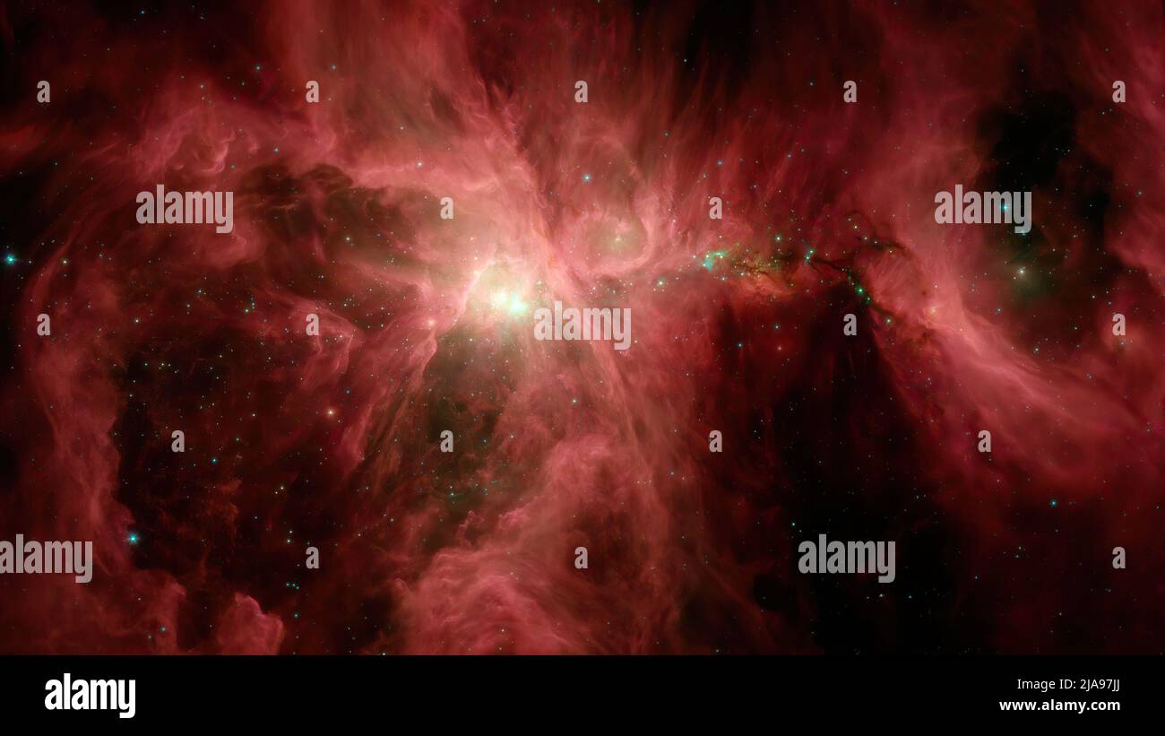 Nascita stella. Le stelle formano nuvole scure profonde di polvere e gas. Foto Stock