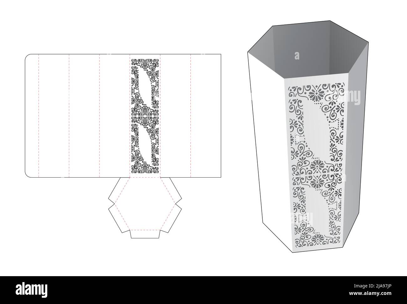 Modello fustellato per scatola di imballaggio e 3D mockup Illustrazione Vettoriale Modello fustellato per scatola di imballaggio e 3D mockup Illustrazione Vettoriale