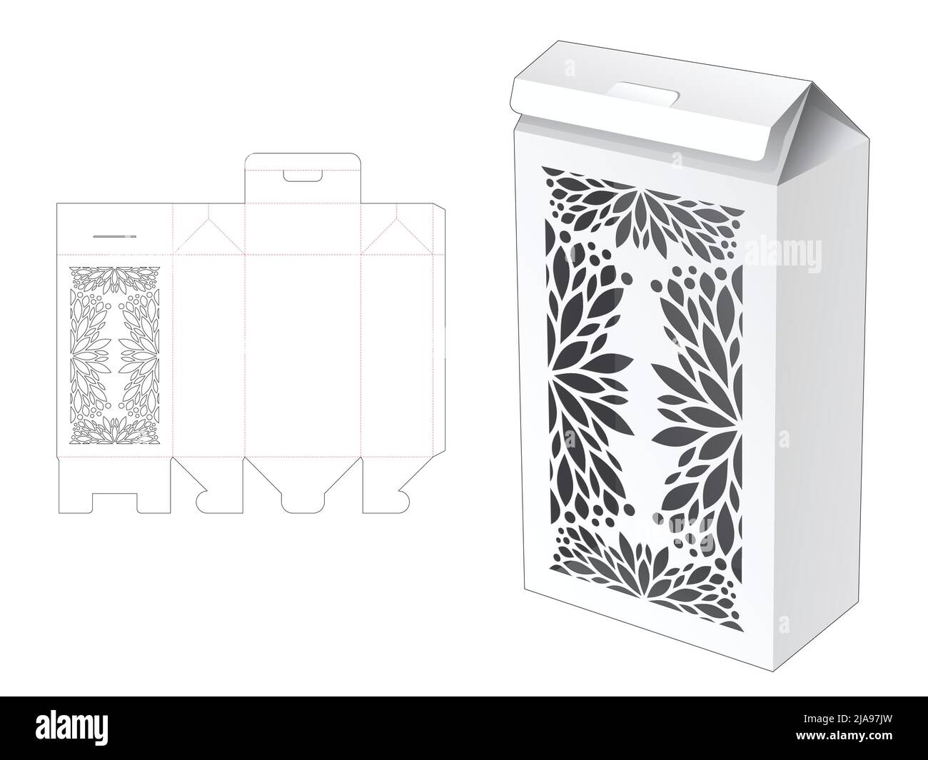 Modello fustellato per scatola di imballaggio e 3D mockup Illustrazione Vettoriale Modello fustellato per scatola di imballaggio e 3D mockup Illustrazione Vettoriale