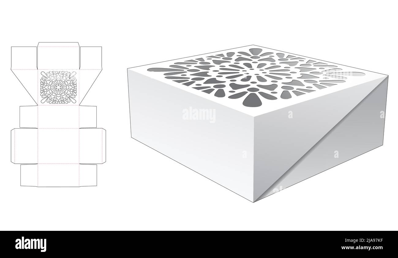 Modello fustellato per scatola di imballaggio e 3D mockup Illustrazione Vettoriale Modello fustellato per scatola di imballaggio e 3D mockup Illustrazione Vettoriale