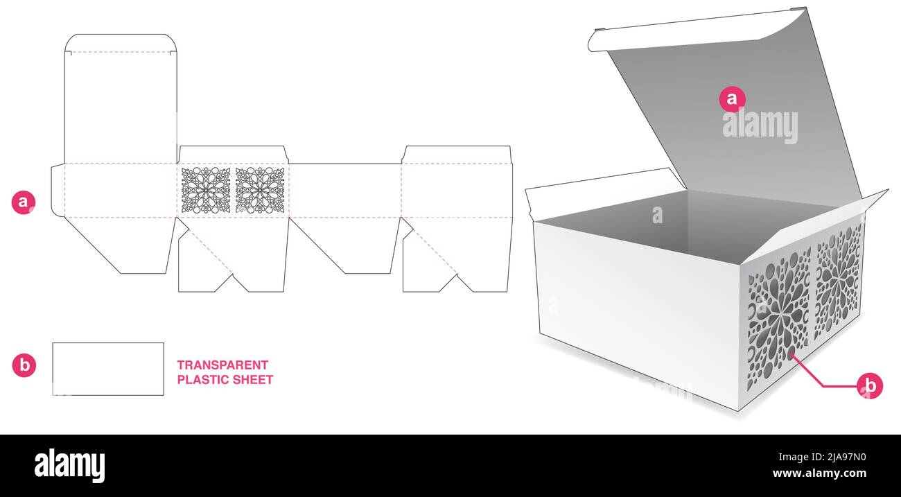 Modello fustellato per scatola di imballaggio e 3D mockup Illustrazione Vettoriale Modello fustellato per scatola di imballaggio e 3D mockup Illustrazione Vettoriale