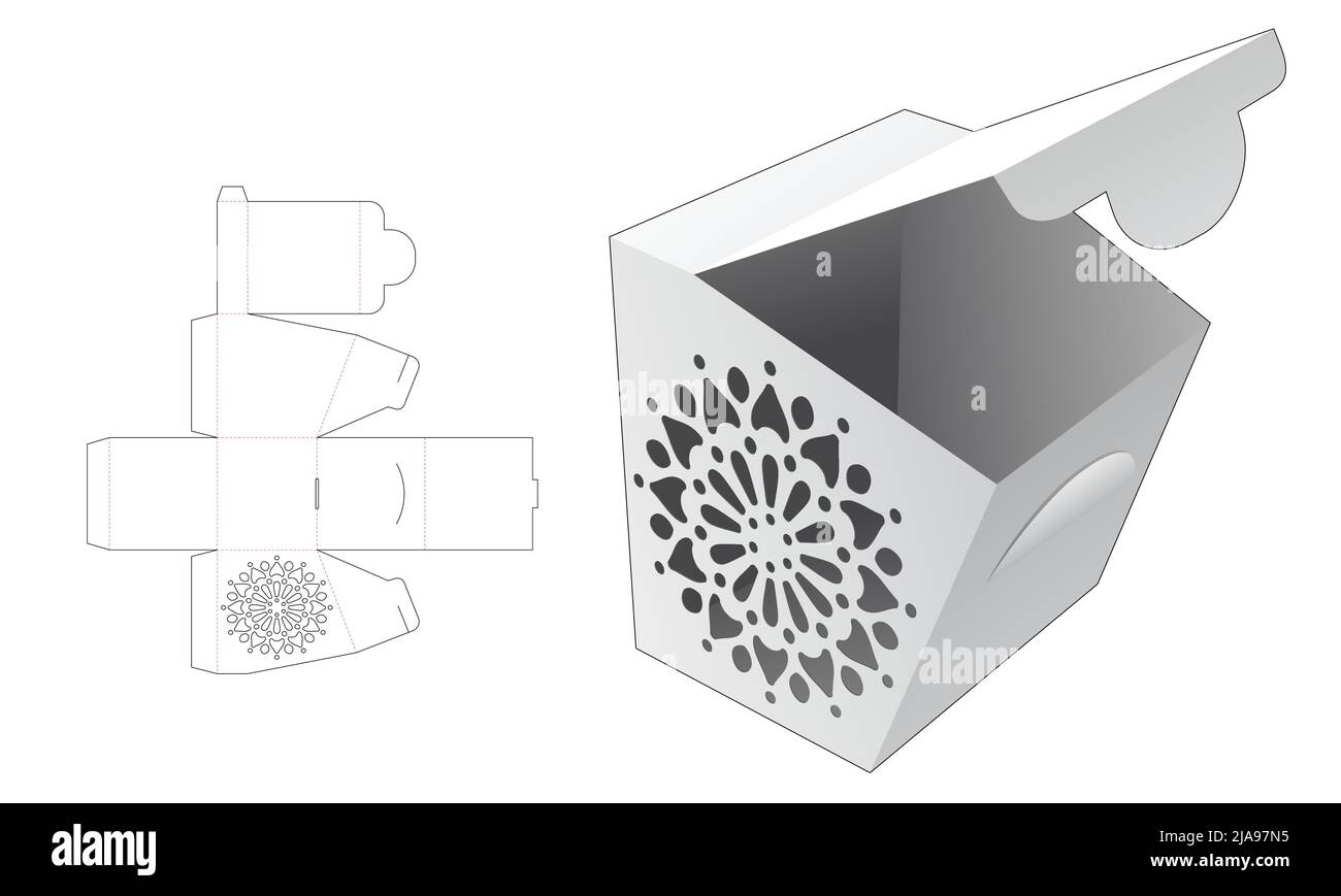 Modello fustellato per scatola di imballaggio e 3D mockup Illustrazione Vettoriale Modello fustellato per scatola di imballaggio e 3D mockup Illustrazione Vettoriale