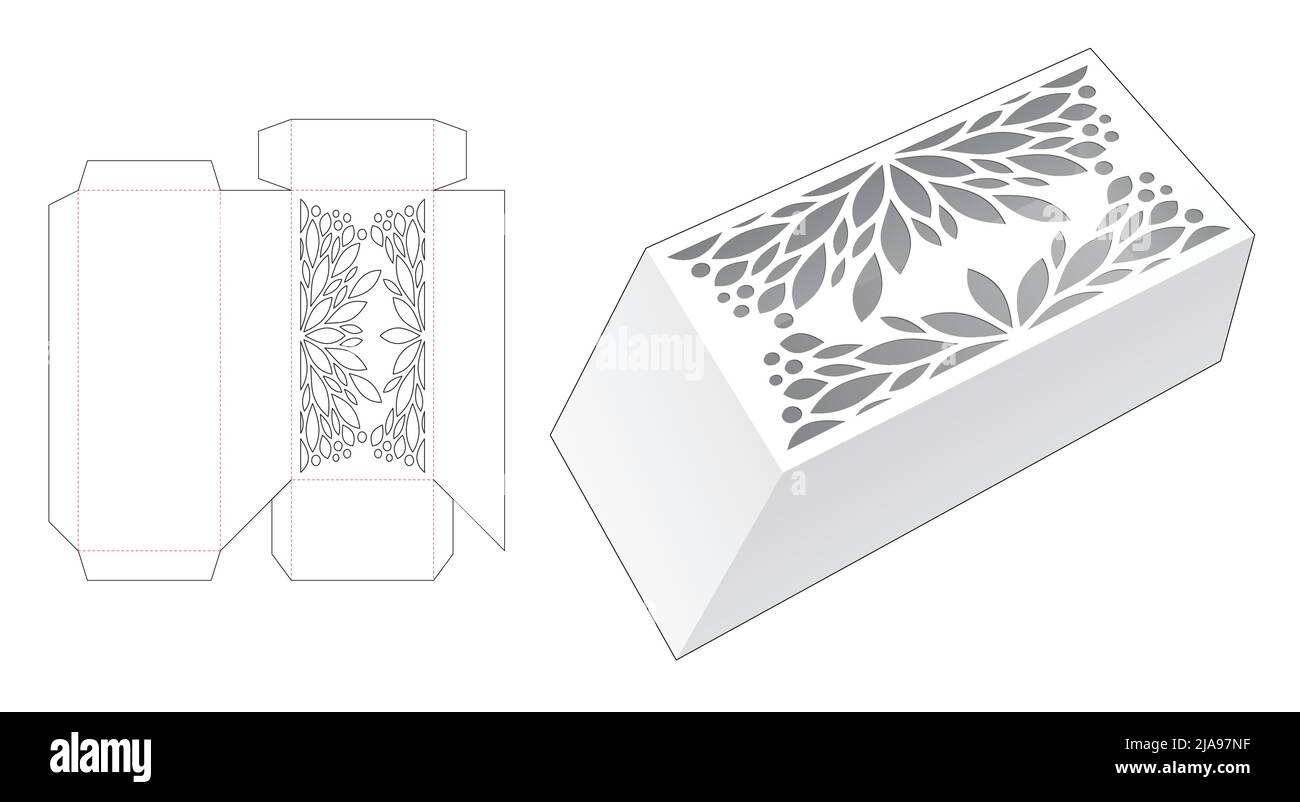 Modello fustellato per scatola di imballaggio e 3D mockup Illustrazione Vettoriale Modello fustellato per scatola di imballaggio e 3D mockup Illustrazione Vettoriale