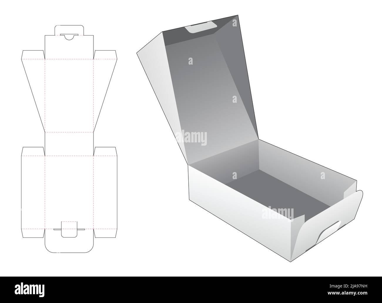 Modello fustellato per scatola di imballaggio e 3D mockup Illustrazione Vettoriale Modello fustellato per scatola di imballaggio e 3D mockup Illustrazione Vettoriale