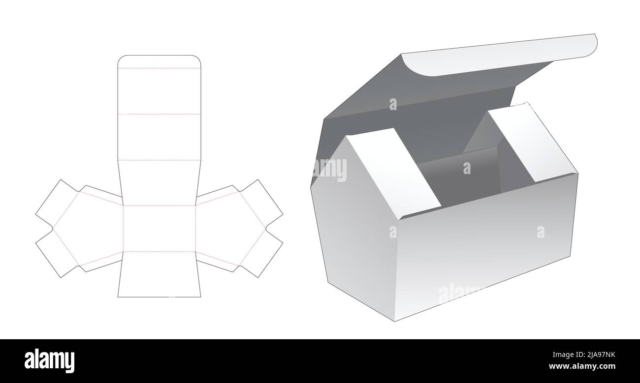 Modello fustellato per scatola di imballaggio e 3D mockup Illustrazione Vettoriale Modello fustellato per scatola di imballaggio e 3D mockup Illustrazione Vettoriale