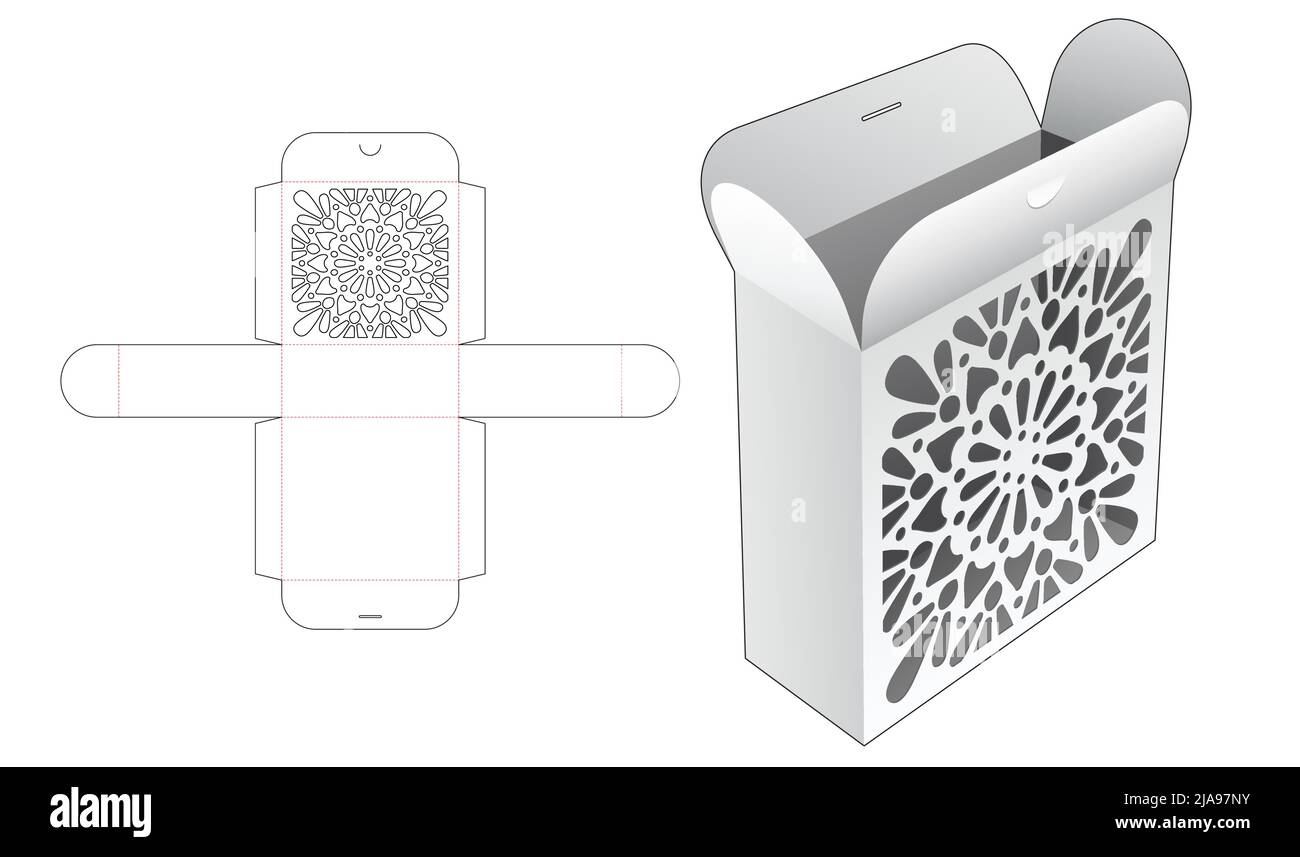Modello fustellato per scatola di imballaggio e 3D mockup Illustrazione Vettoriale Modello fustellato per scatola di imballaggio e 3D mockup Illustrazione Vettoriale