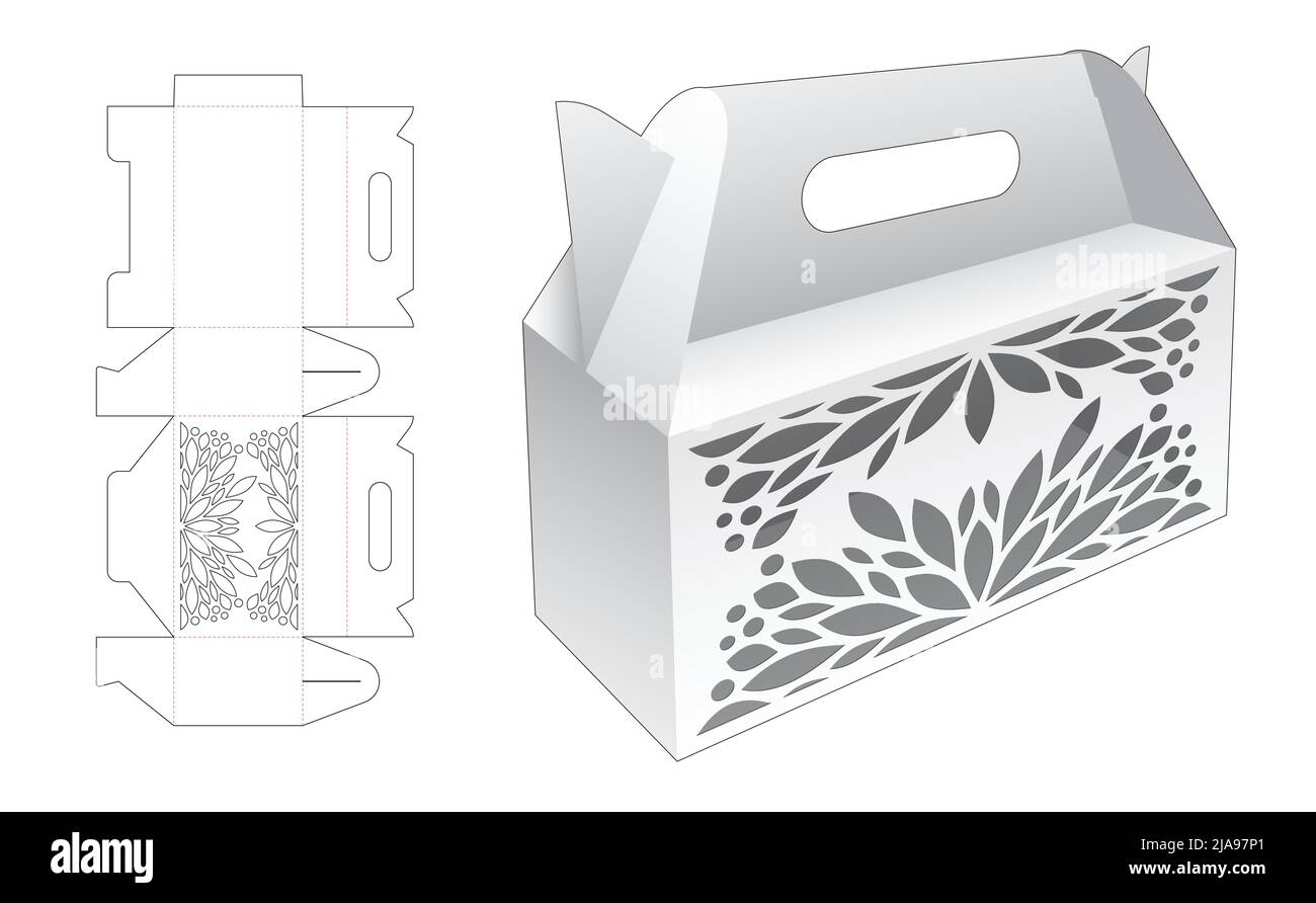 Modello fustellato per scatola di imballaggio e 3D mockup Illustrazione Vettoriale Modello fustellato per scatola di imballaggio e 3D mockup Illustrazione Vettoriale