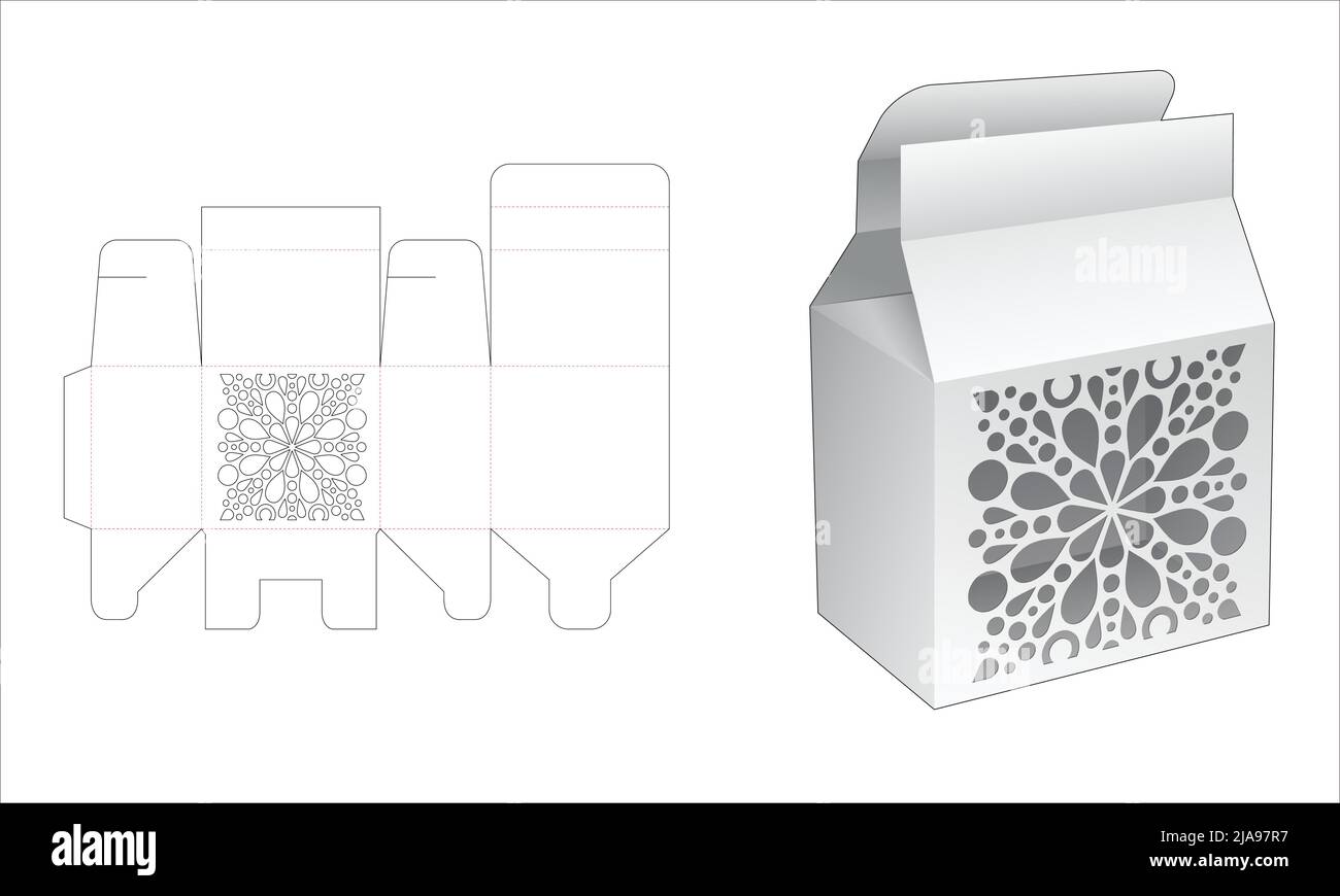 Modello fustellato per scatola di imballaggio e 3D mockup Illustrazione Vettoriale Modello fustellato per scatola di imballaggio e 3D mockup Illustrazione Vettoriale