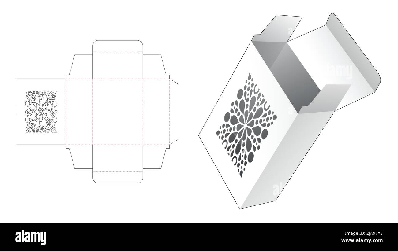 Modello fustellato per scatola di imballaggio e 3D mockup Illustrazione Vettoriale Modello fustellato per scatola di imballaggio e 3D mockup Illustrazione Vettoriale