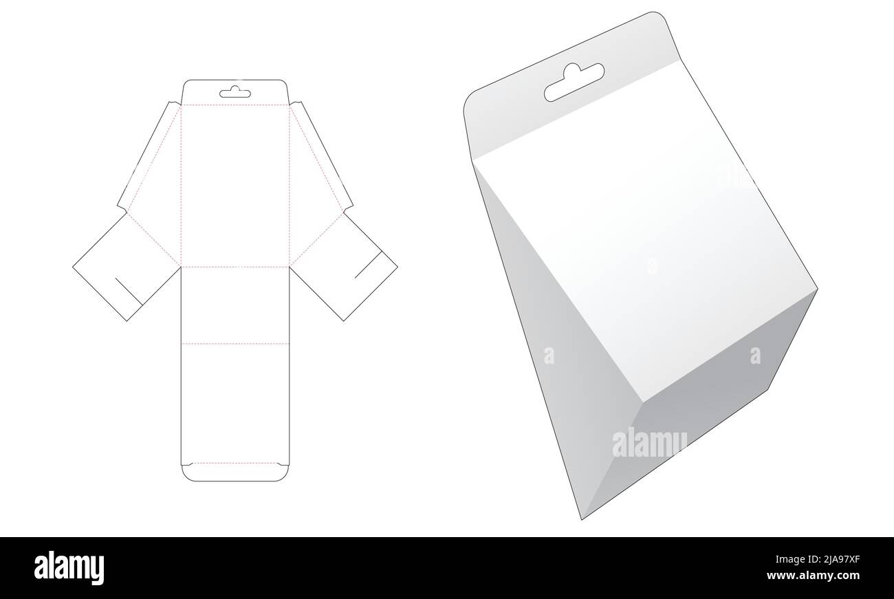 Modello fustellato per scatola di imballaggio e 3D mockup Illustrazione Vettoriale Modello fustellato per scatola di imballaggio e 3D mockup Illustrazione Vettoriale