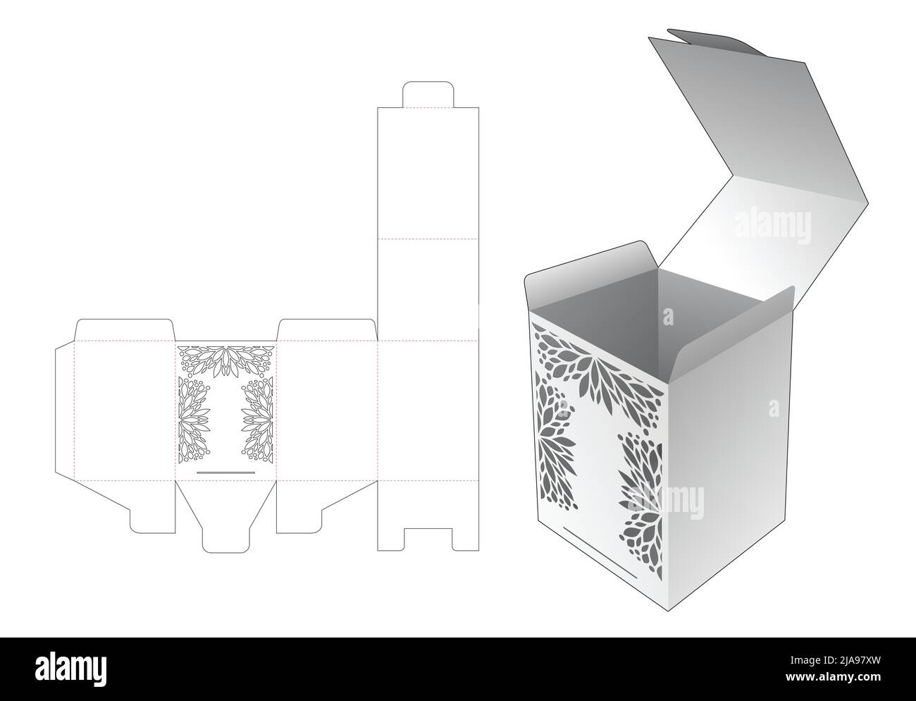 Modello fustellato per scatola di imballaggio e 3D mockup Illustrazione Vettoriale Modello fustellato per scatola di imballaggio e 3D mockup Illustrazione Vettoriale