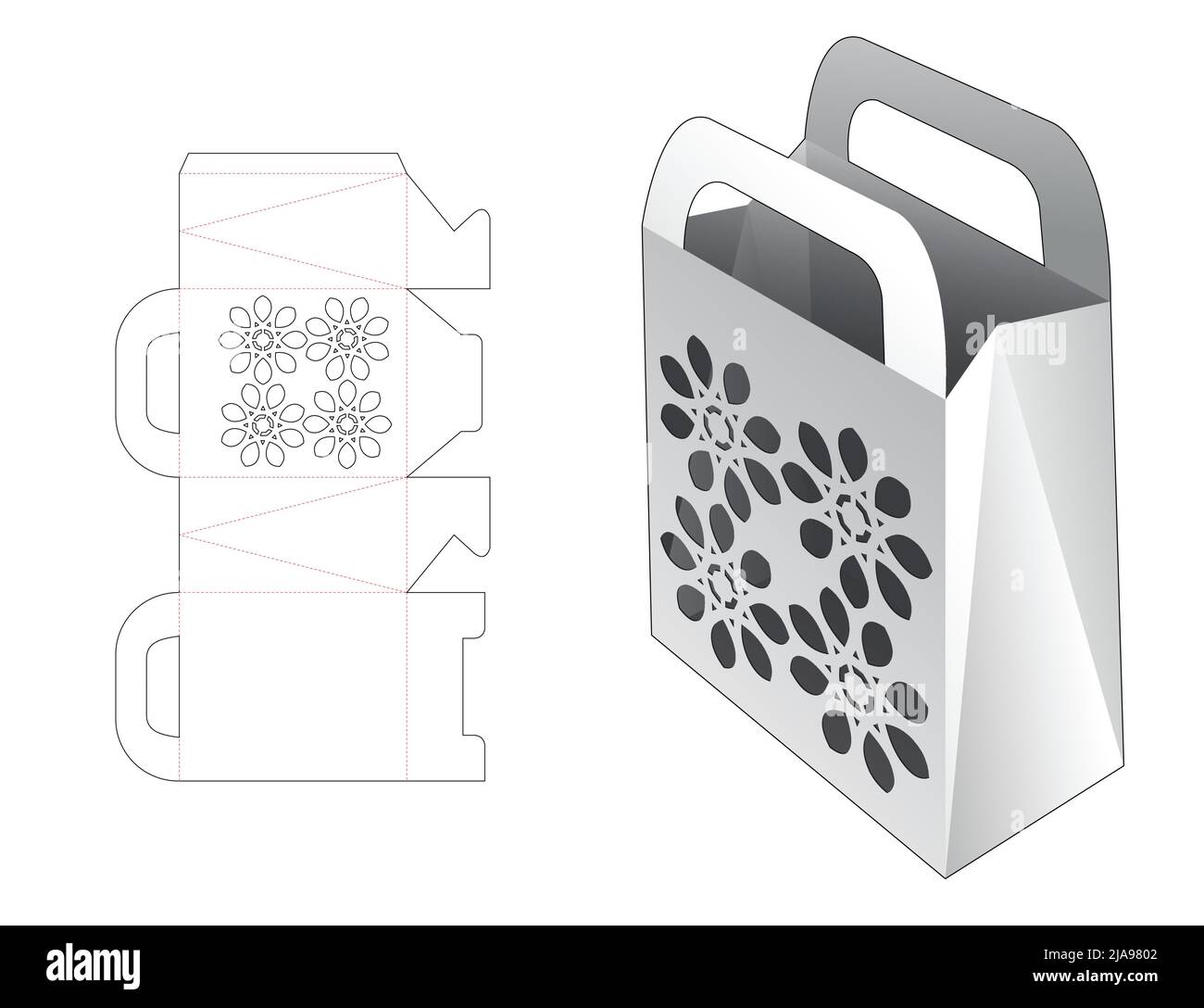 Modello fustellato per scatola di imballaggio e 3D mockup Illustrazione Vettoriale Modello fustellato per scatola di imballaggio e 3D mockup Illustrazione Vettoriale