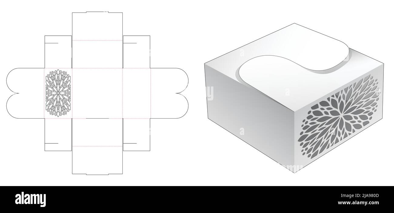 Modello fustellato per scatola di imballaggio e 3D mockup Illustrazione Vettoriale Modello fustellato per scatola di imballaggio e 3D mockup Illustrazione Vettoriale