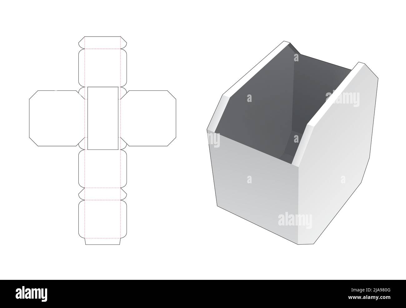 Modello fustellato per scatola di imballaggio e 3D mockup Illustrazione Vettoriale Modello fustellato per scatola di imballaggio e 3D mockup Illustrazione Vettoriale