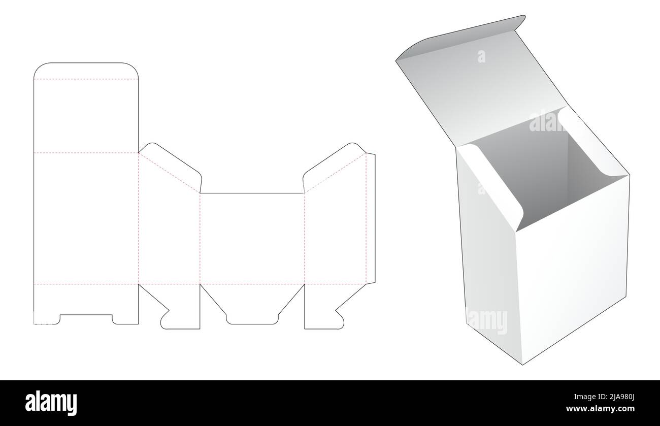 Modello fustellato per scatola di imballaggio e 3D mockup Illustrazione Vettoriale Modello fustellato per scatola di imballaggio e 3D mockup Illustrazione Vettoriale