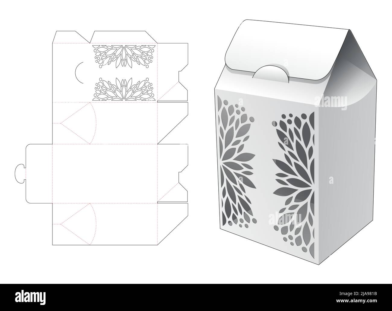Modello fustellato per scatola di imballaggio e 3D mockup Illustrazione Vettoriale Modello fustellato per scatola di imballaggio e 3D mockup Illustrazione Vettoriale