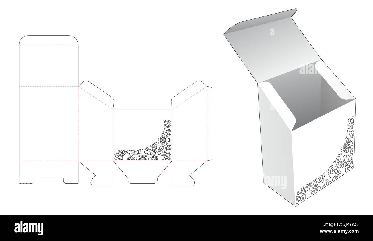 Modello fustellato per scatola di imballaggio e 3D mockup Illustrazione Vettoriale Modello fustellato per scatola di imballaggio e 3D mockup Illustrazione Vettoriale