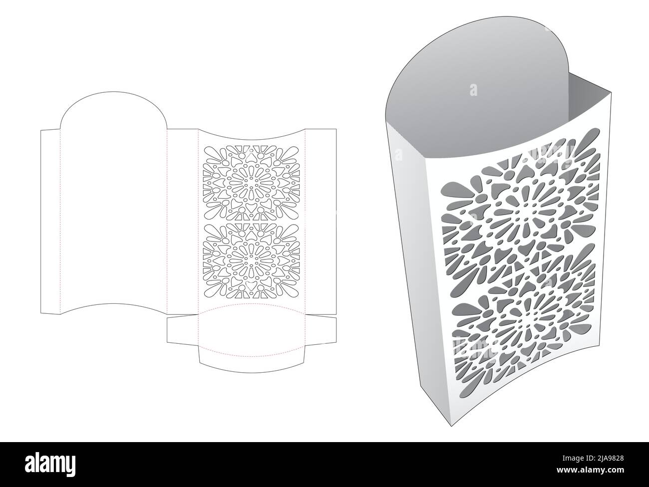 Modello fustellato per scatola di imballaggio e 3D mockup Illustrazione Vettoriale Modello fustellato per scatola di imballaggio e 3D mockup Illustrazione Vettoriale