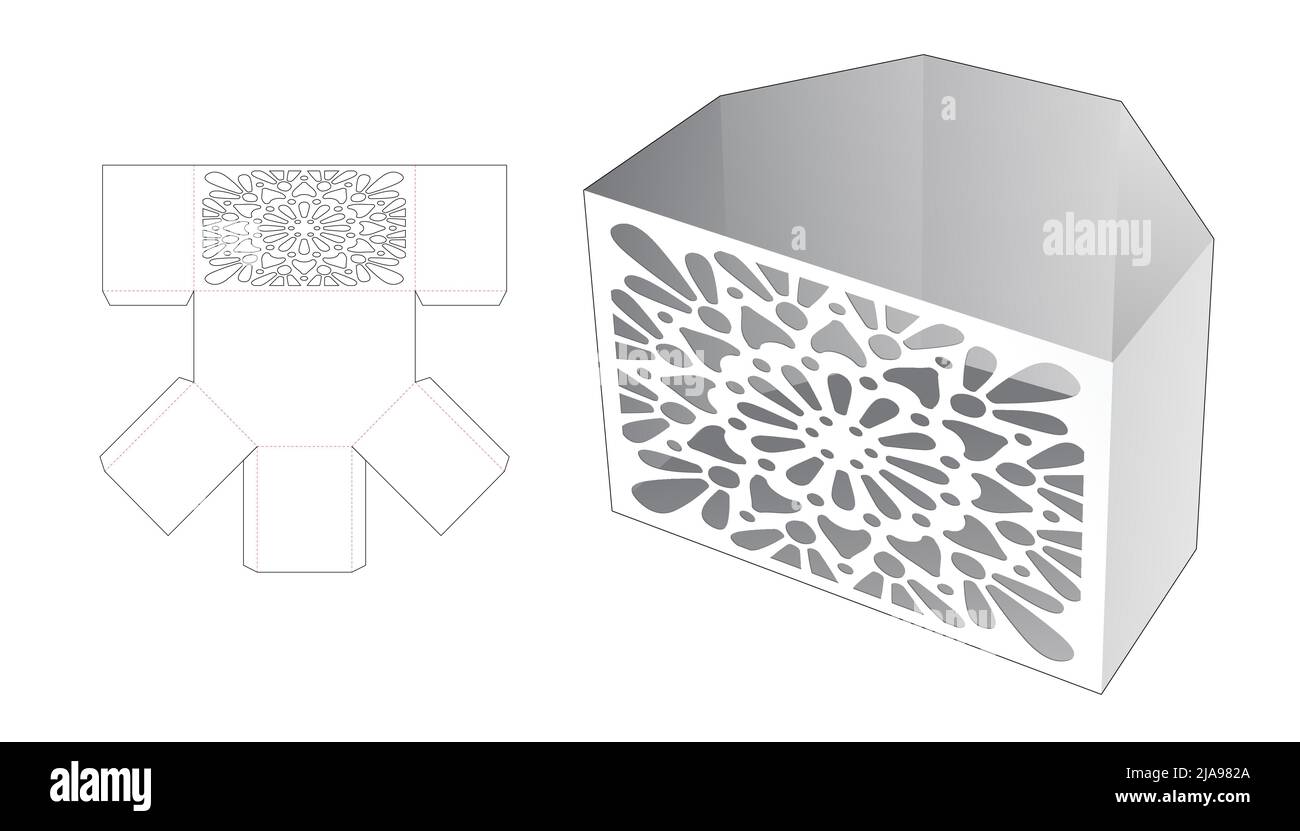 Modello fustellato per scatola di imballaggio e 3D mockup Illustrazione Vettoriale Modello fustellato per scatola di imballaggio e 3D mockup Illustrazione Vettoriale