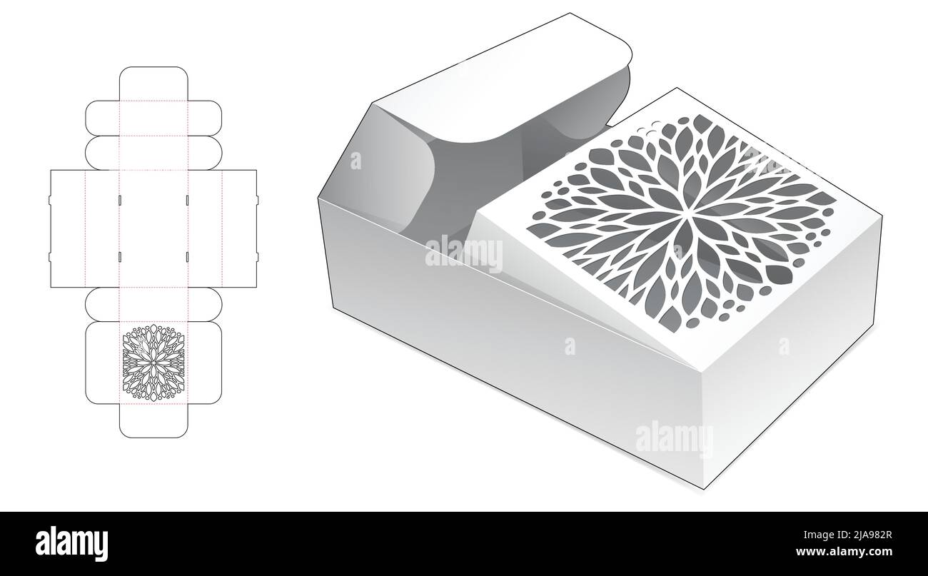 Modello fustellato per scatola di imballaggio e 3D mockup Illustrazione Vettoriale Modello fustellato per scatola di imballaggio e 3D mockup Illustrazione Vettoriale