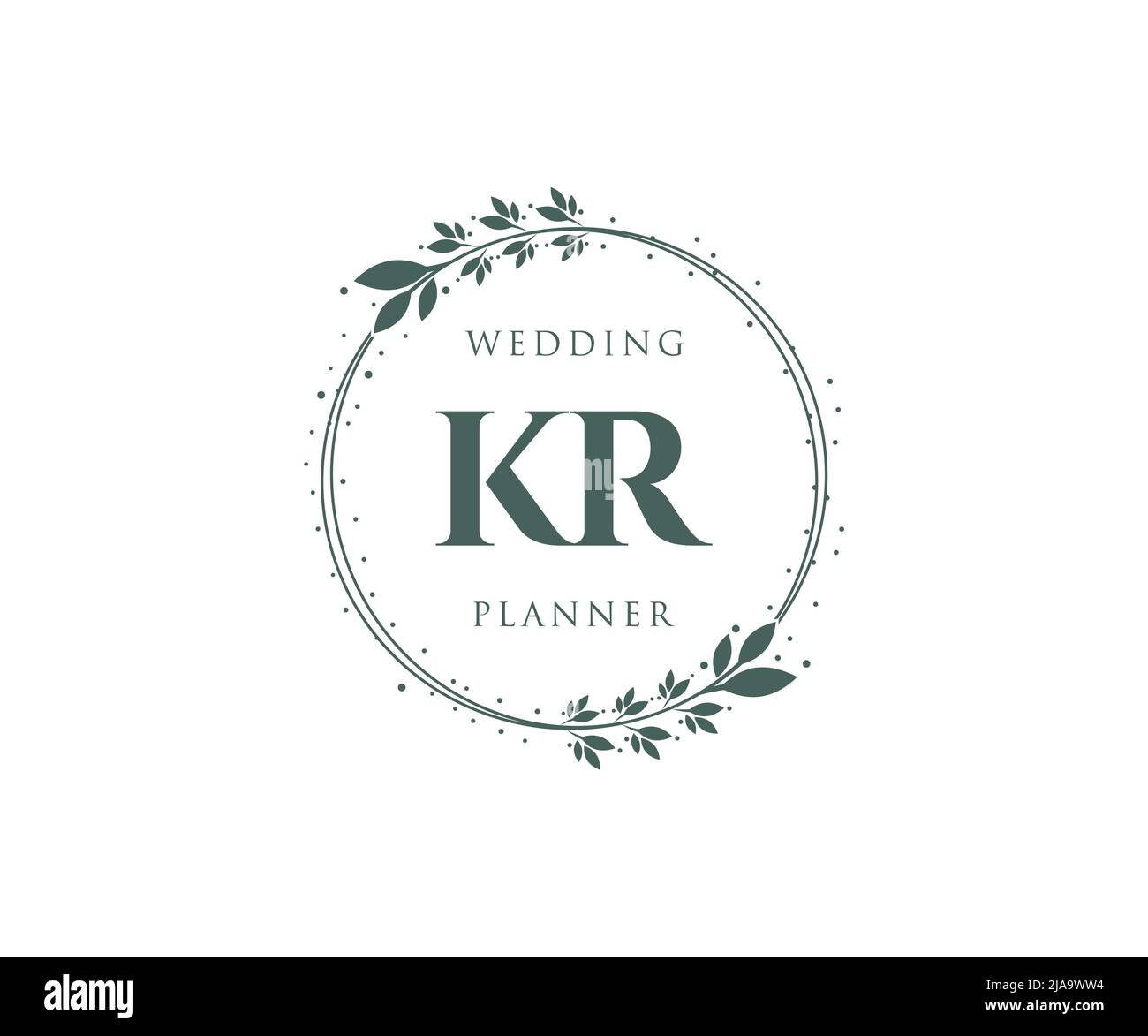 KR iniziali lettera Wedding monogramma collezione loghi, disegnati a mano moderni minimalistici e modelli floreali per carte di invito, Salva la data, elegante Illustrazione Vettoriale