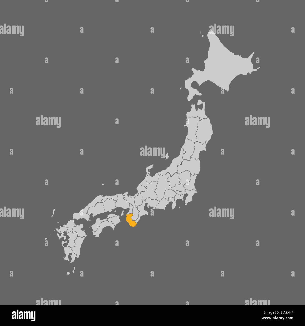 La prefettura di Wakayama evidenzia sulla mappa del Giappone Illustrazione Vettoriale