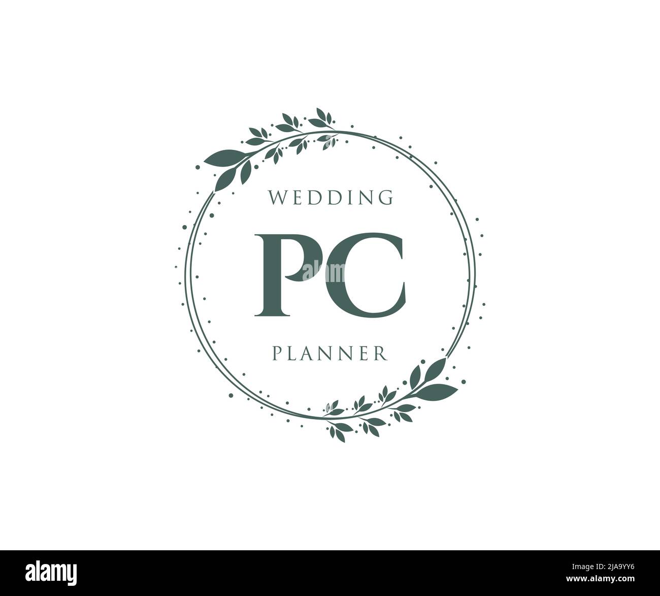 PC iniziali lettera Wedding monogramma collezione loghi, disegnati a mano moderni minimalistici e modelli floreali per carte di invito, Salva la data, elegante Illustrazione Vettoriale