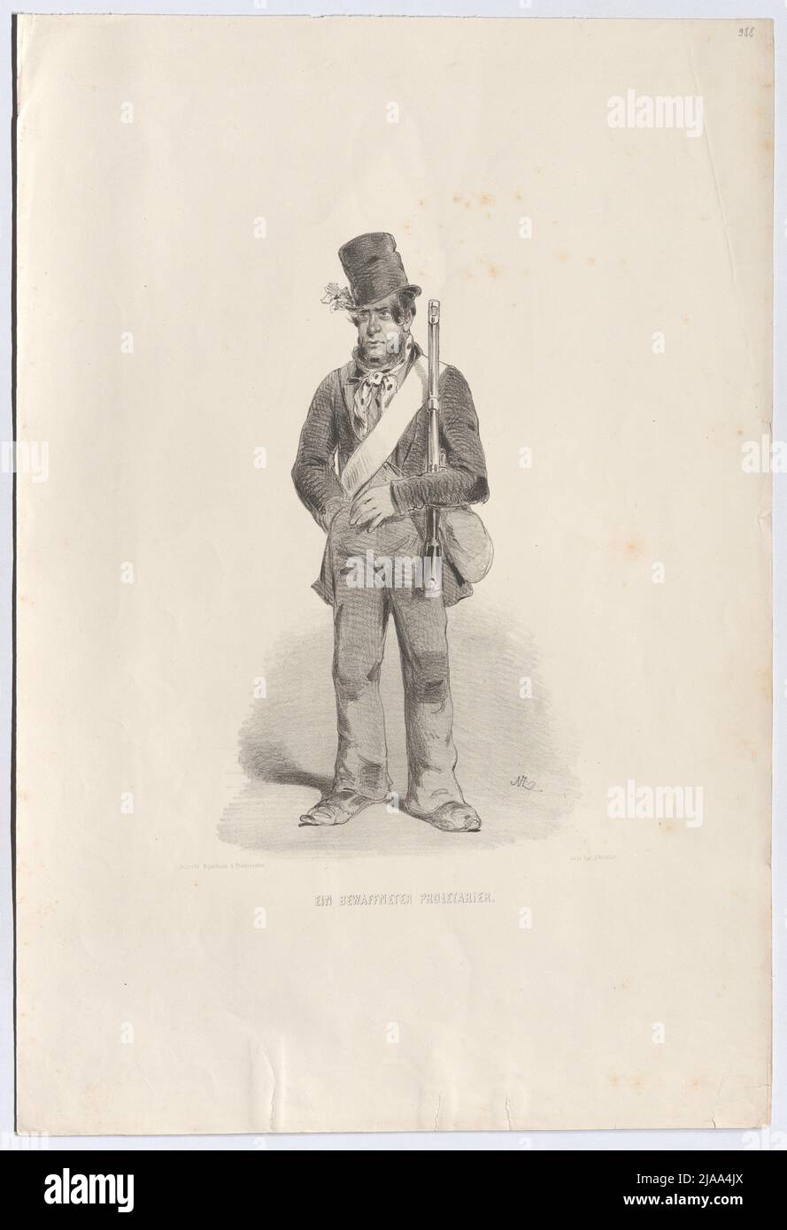 "Un proletario armato". (Dalla serie 'ricordo = immagini / Aus / Vienna Ottobre giorni 1848 / da / A. Zampis.'). Anton Zampis (1820-1883), litografo, Johann Höfelich (1796-1849), Printer, A. O. Witzendorf, editore Foto Stock