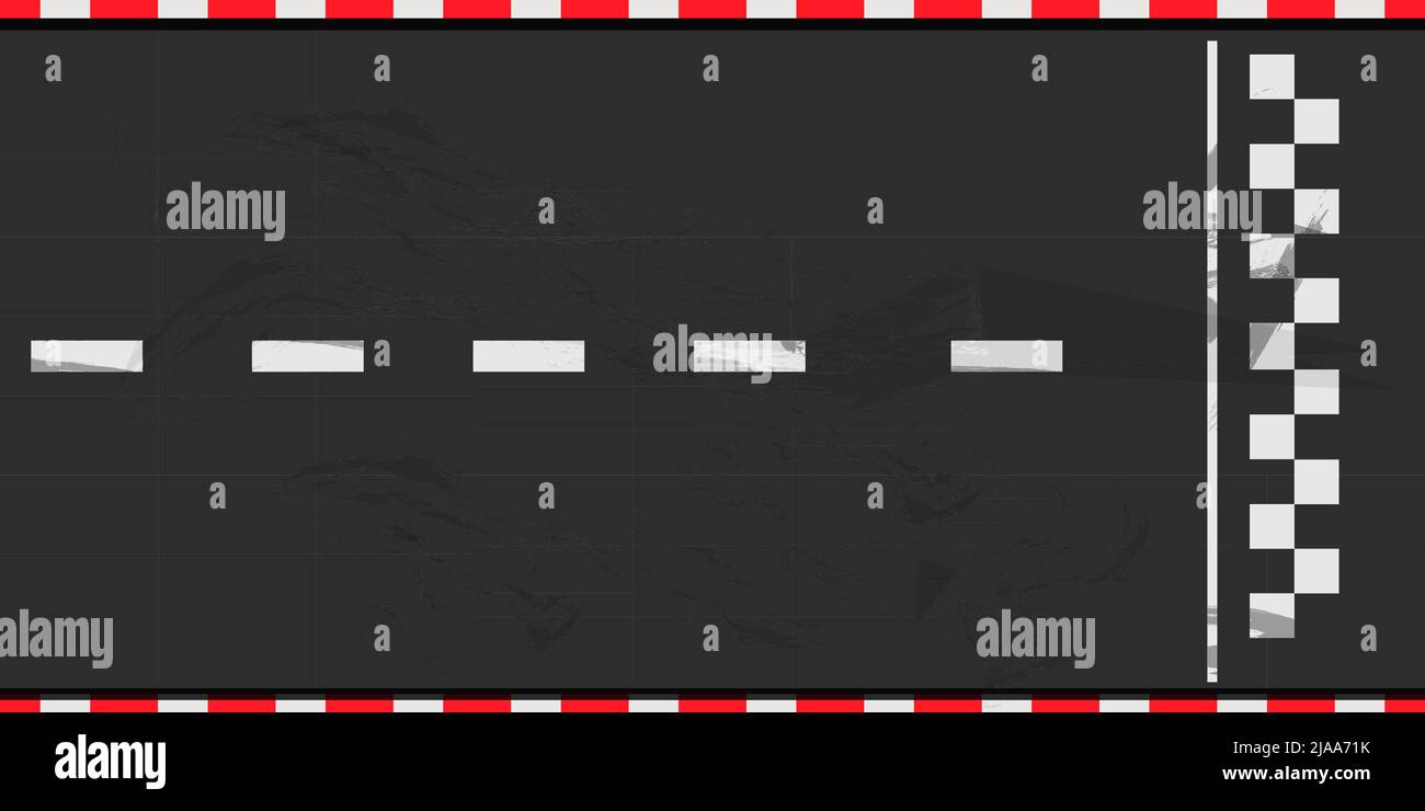 Road race, vista dall'alto in stile cartoon. Superficie testurizzata, circuito vicino alla finitura. . Illustrazione vettoriale Illustrazione Vettoriale