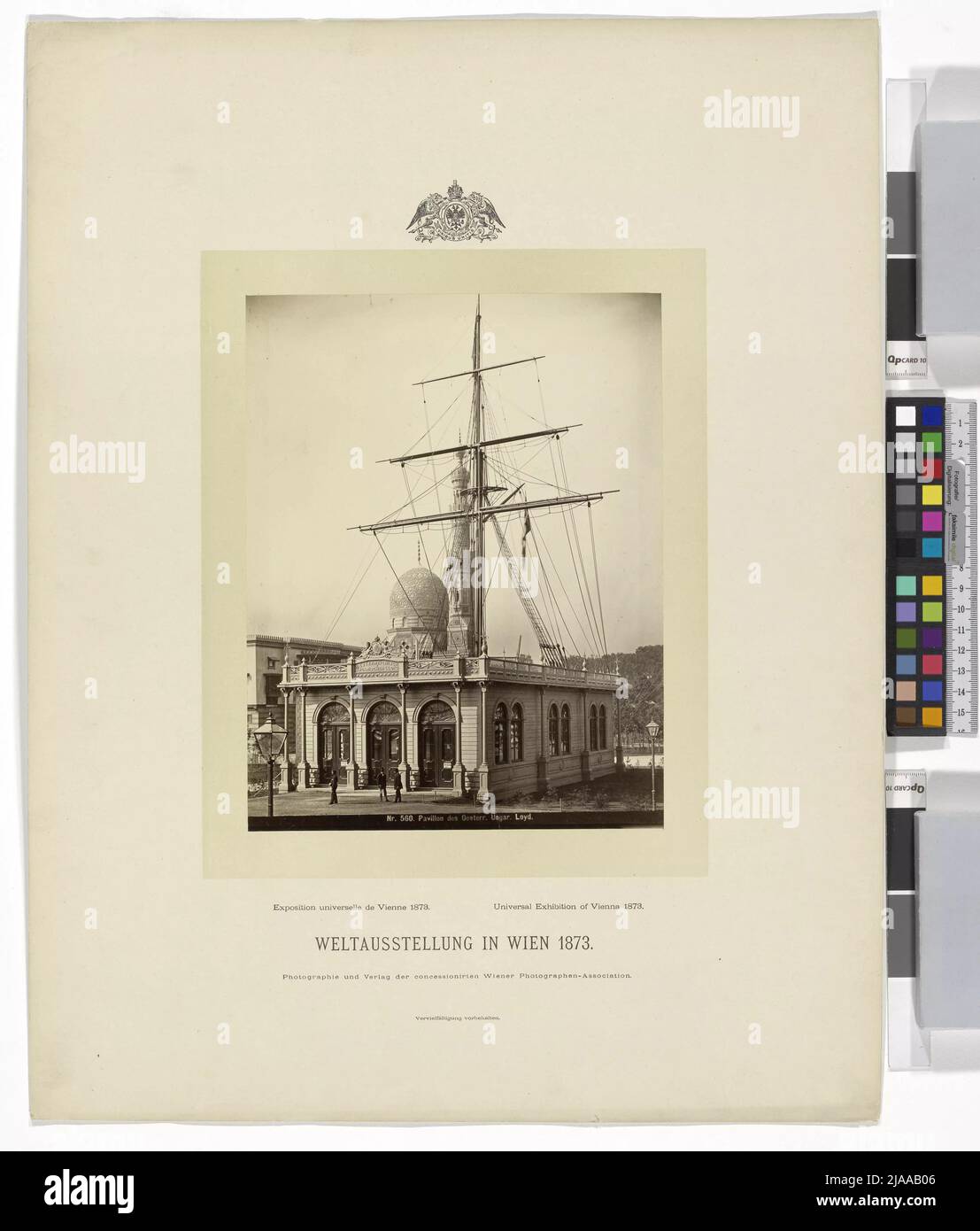 Mostra Mondiale 1873: Padiglione dell'Austriaco. Ungherese. Lloyd .. Oscar Kramer (1835-1892), fotografo, associazione di fotografi viennesi, casa editrice Foto Stock