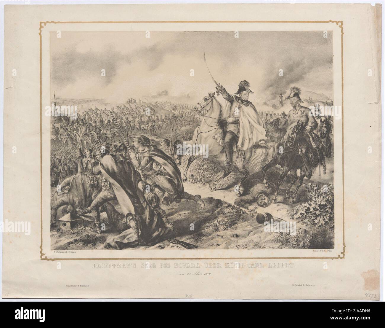 'La vittoria di Radetzky a Novara su Re Carl Albert. / Il 23 marzo 1849'. Vinzenz Katzler (1823-1882), litografo, Joh. Haller, stampante, Franz Riedegger, editore Foto Stock